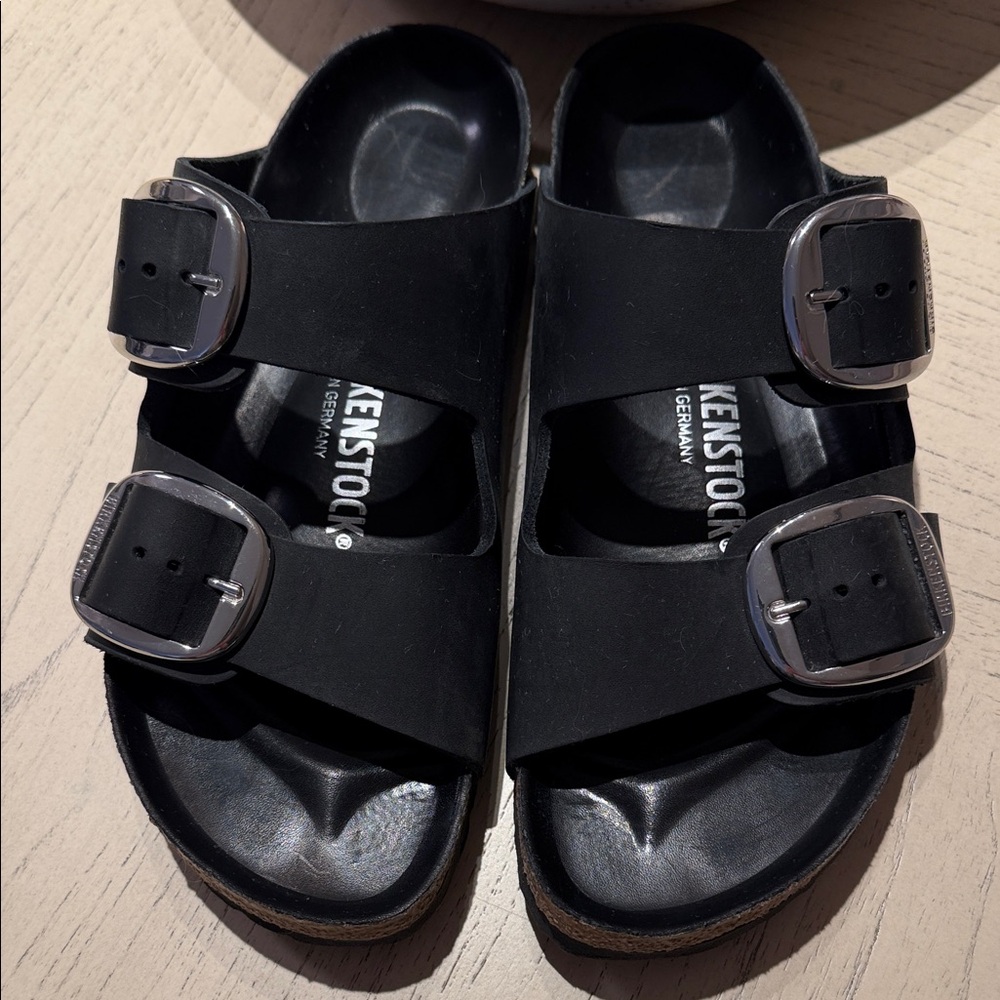 Birkenstock Black Two-Buckle Slide Sandals